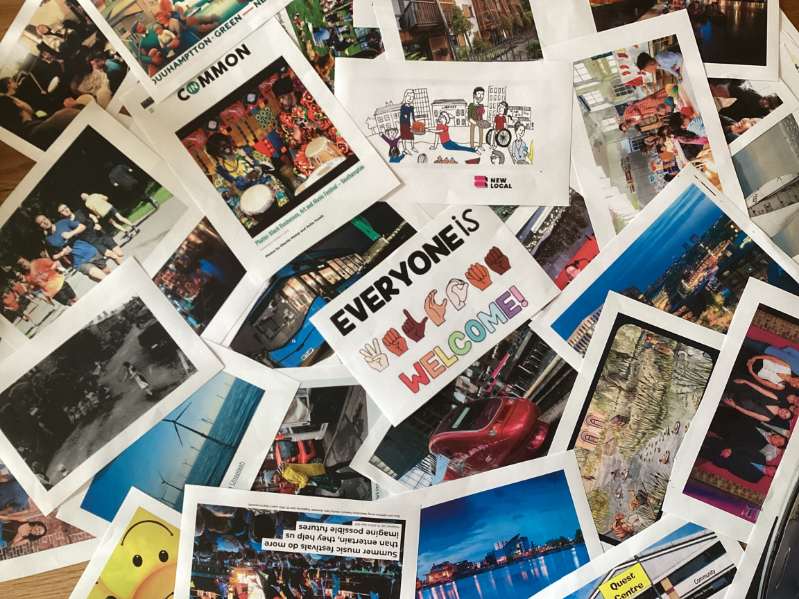 A selection of photos and drawings that represent issues that people feel are important in Southampton when thinking about 2050.